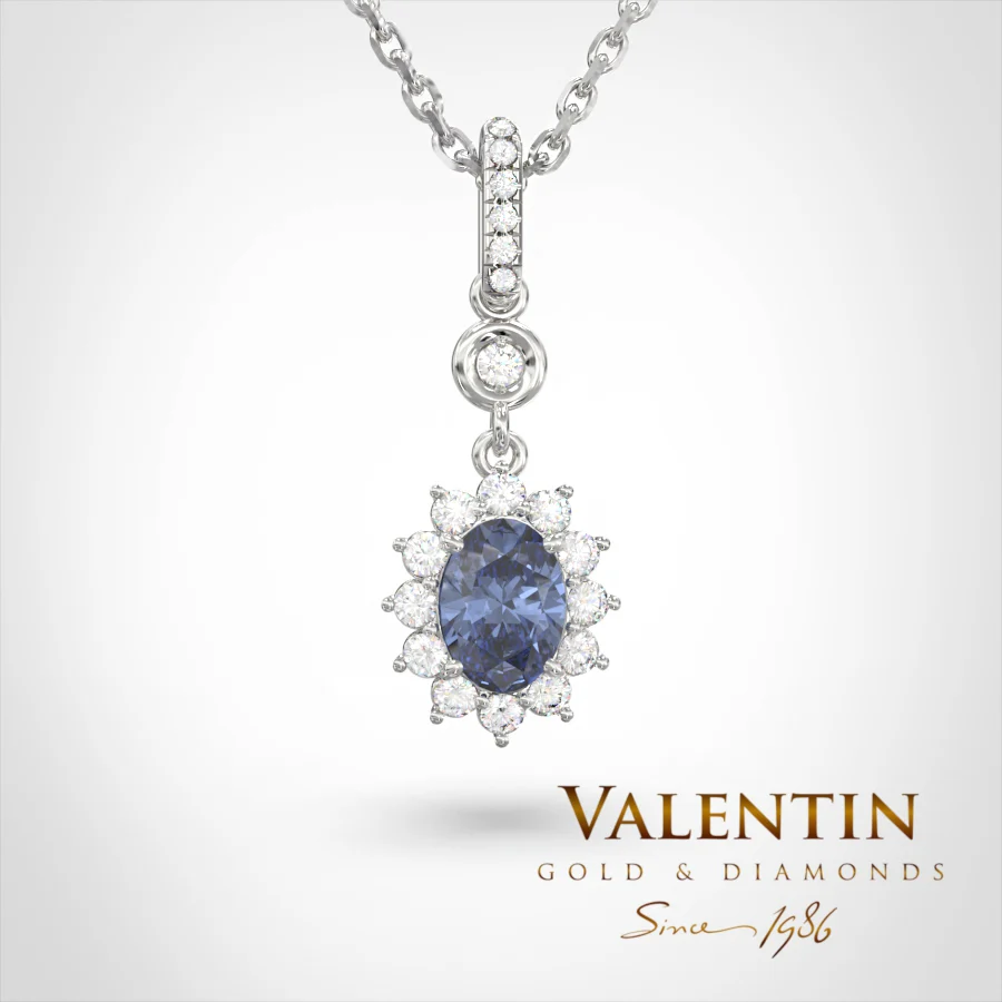 Rosette Sapphire Gold Pendant 6×4 6871