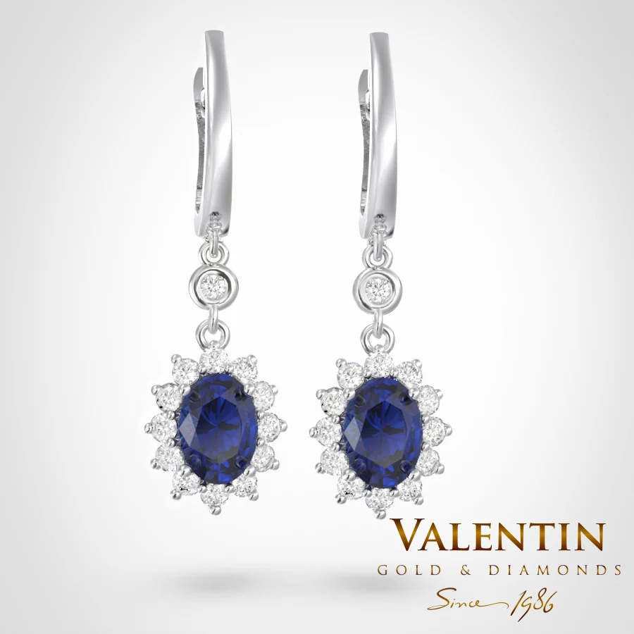Rosette Sapphire Gold Earrings 6×4 7588 – white gold