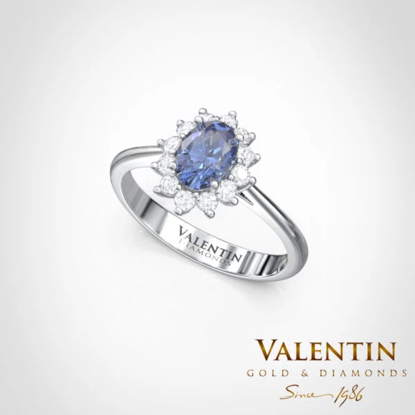 Rosette Sapphire Gold Ring 6×4 4728 – white gold
