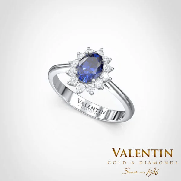 Rosette Sapphire Gold Ring 6×4 4728 – white gold