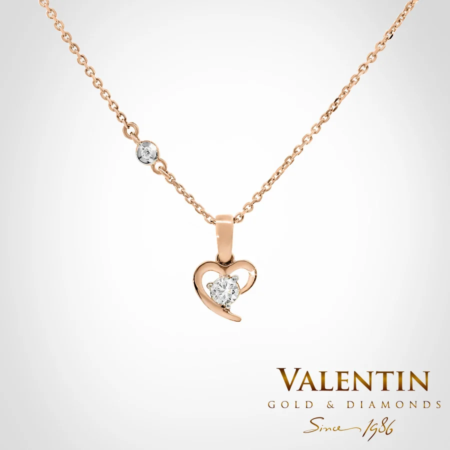 6932 Pink 0.12ct 2 Open Heart Gold Pendant 6932 – rose gold