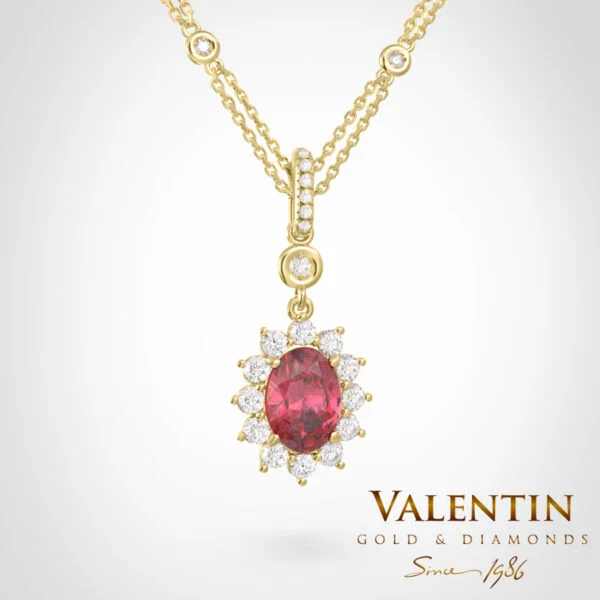 Rosette Ruby Gold Pendant 7×5 6909 – yellow gold