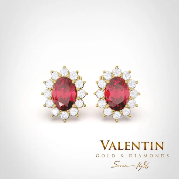 Златни обеци Rosette Ruby 7×5 7623 – жълто злато