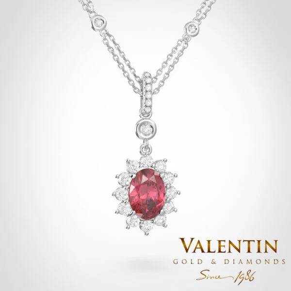Rosette Ruby Gold Pendant 7×5 6909 – white gold