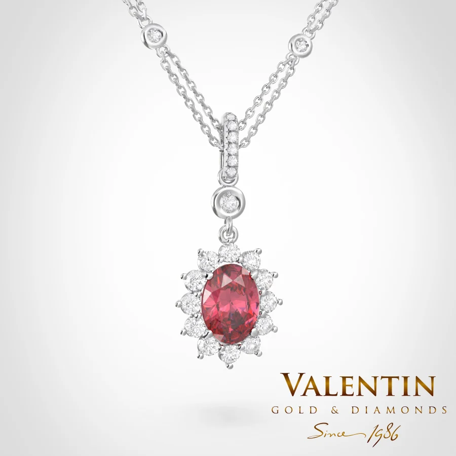 Rosette Ruby Gold Pendant 7×5 6909 – white gold