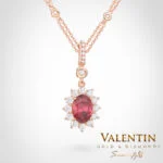 Златен медальон Rosette Ruby 7×5 6909 – розово злато