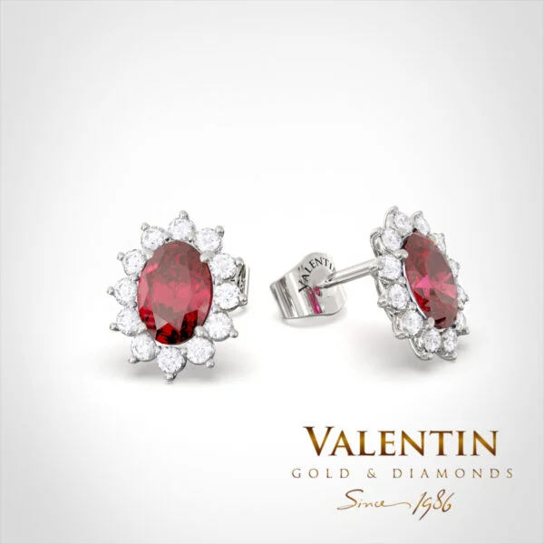 Златни обеци Rosette Ruby 7×5 7623 – бяло злато