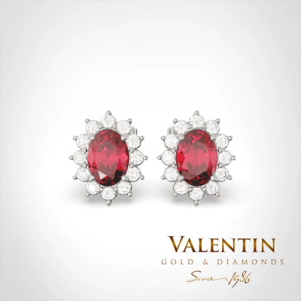 Златни обеци Rosette Ruby 7×5 7623 – бяло злато