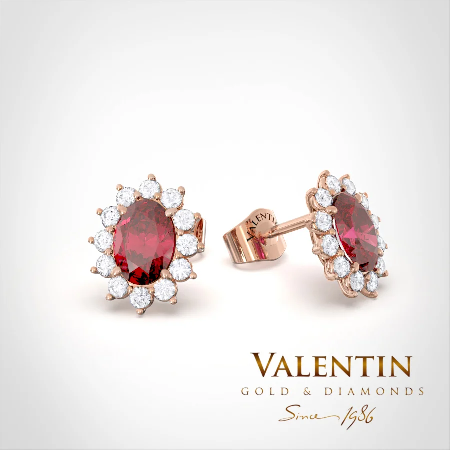 Rosette Ruby Gold Earrings 7×5 7623 – rose gold