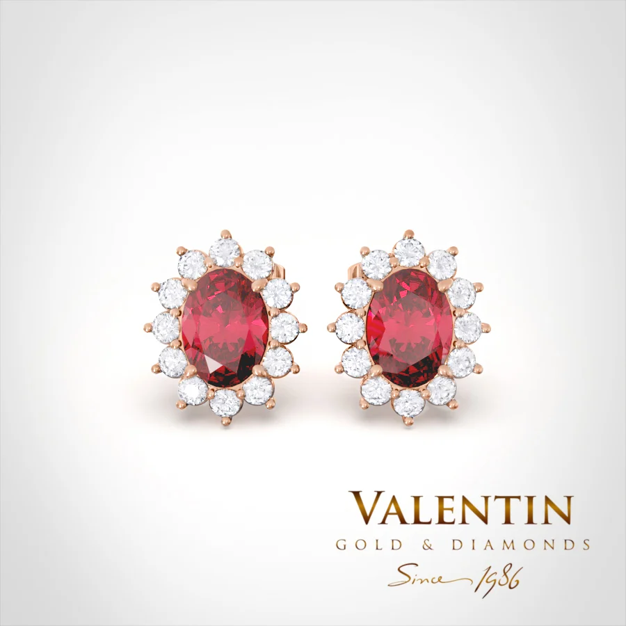 Rosette Ruby Gold Earrings 7×5 7623 – rose gold
