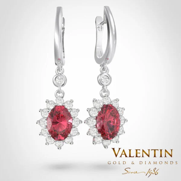 Rosette Ruby Gold Earrings 7×5 7602 – white gold