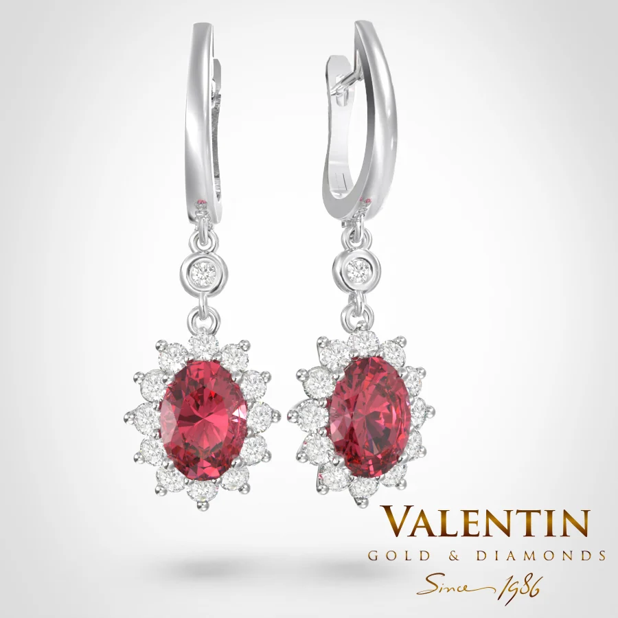 Rosette Ruby Gold Earrings 7×5 7602 – white gold