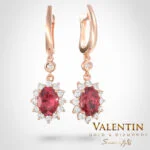 Rosette Ruby Gold Earrings 7×5 7602 – rose gold