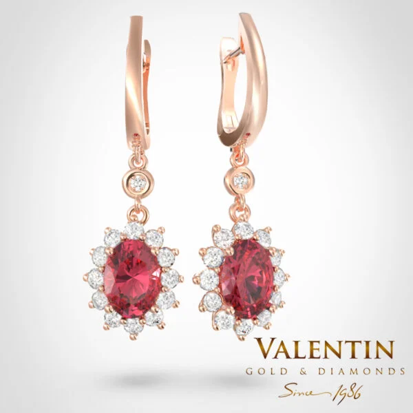 Rosette Ruby Gold Earrings 7×5 7602 – rose gold