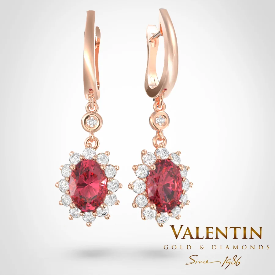 Rosette Ruby Gold Earrings 7×5 7602 – rose gold