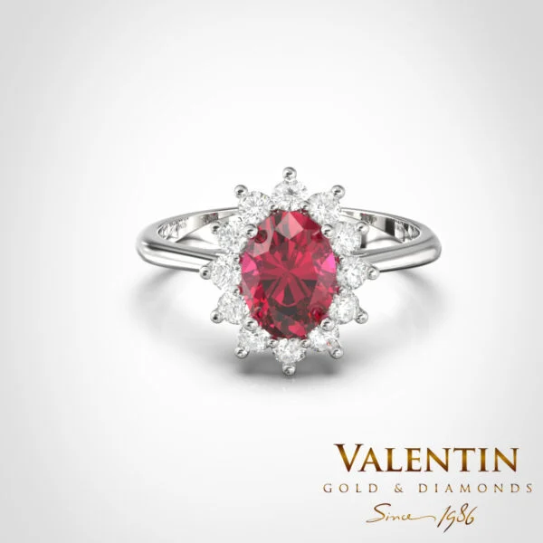 Rosette Ruby Gold Ring 7×5 4736 – white gold