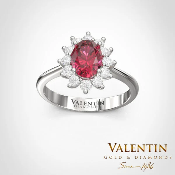 Rosette Ruby Gold Ring 7×5 4736 – white gold
