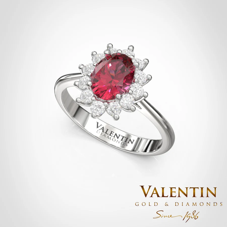 Rosette Ruby Gold Ring 7×5 4736 – white gold