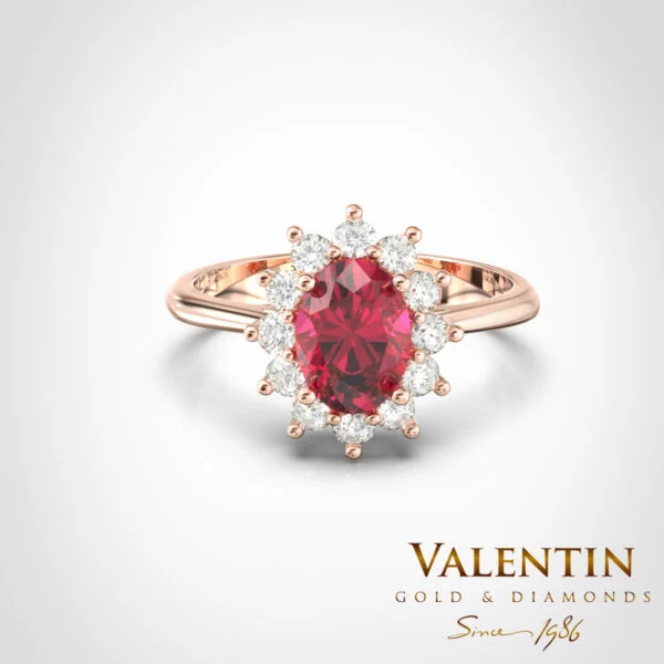 Rosette Ruby Gold Ring 7×5 4736 – rose gold
