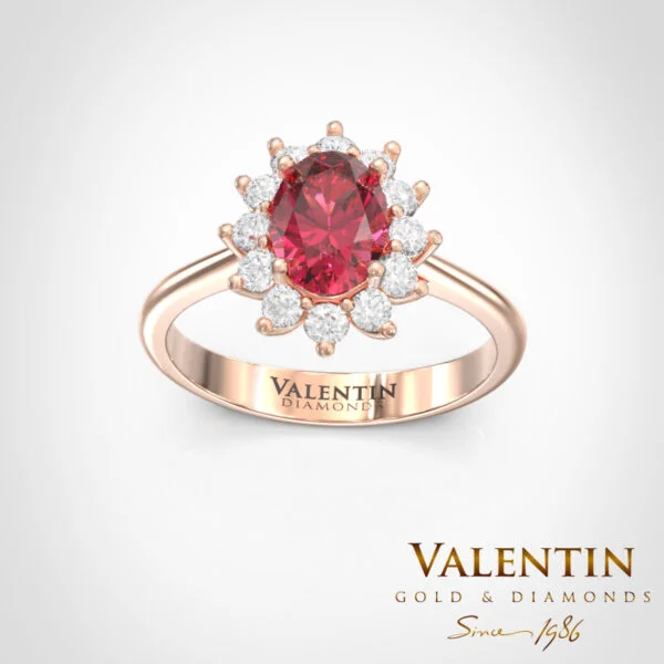 Rosette Ruby Gold Ring 7×5 4736 – rose gold