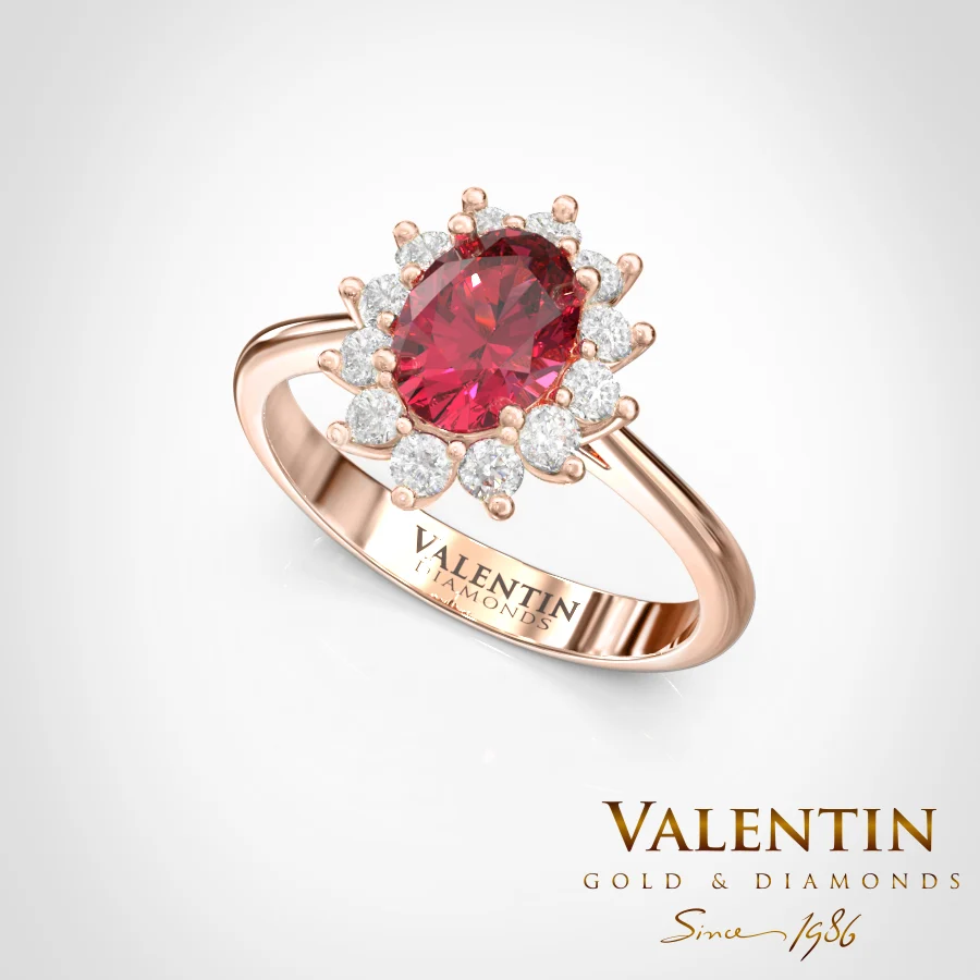 Rosette Ruby Gold Ring 7×5 4736 – rose gold