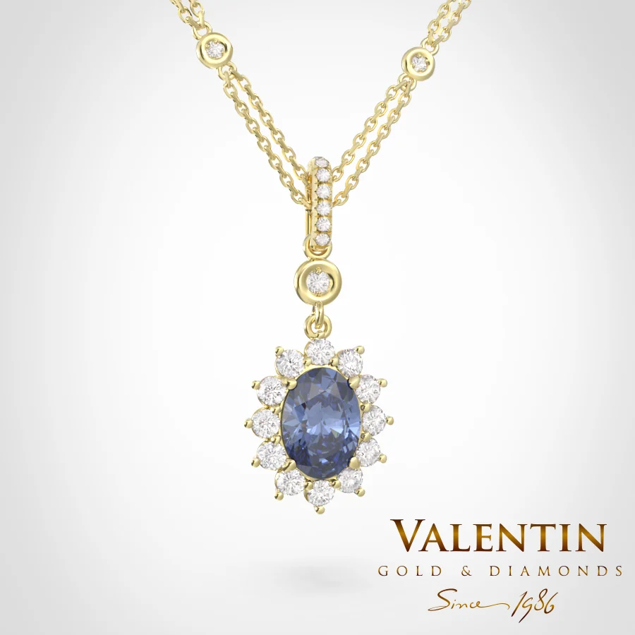 Rosette Sapphire Gold Pendant 7×5 6909 – yellow gold