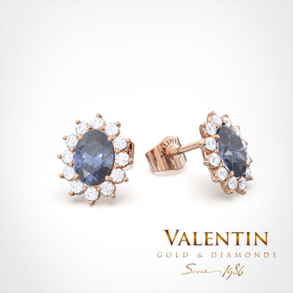 Златни обеци Rosette Sapphire 7×5 7623 – розово злато