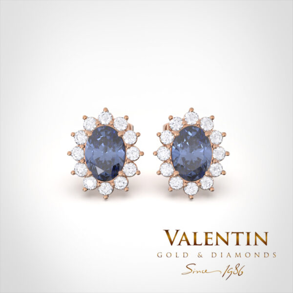 Златни обеци Rosette Sapphire 7×5 7623 – розово злато