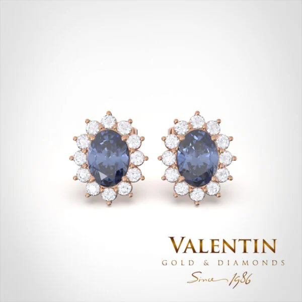 Rosette Sapphire Gold Earrings 7×5 7623 – rose gold