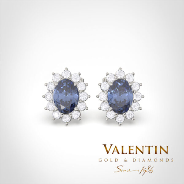 Златни обеци Rosette Sapphire 7×5 7623 – бяло злато