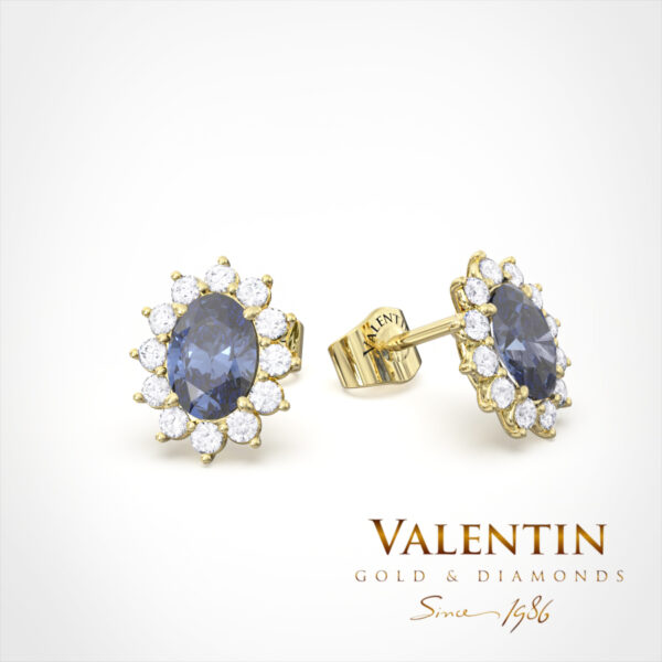 Златни обеци Rosette Sapphire 7×5 7623 – жълто злато