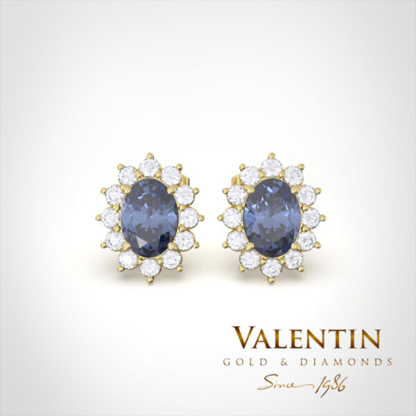7602 Sap Yellow 1 Златни обеци Rosette Sapphire 7×5 7623 – жълто злато