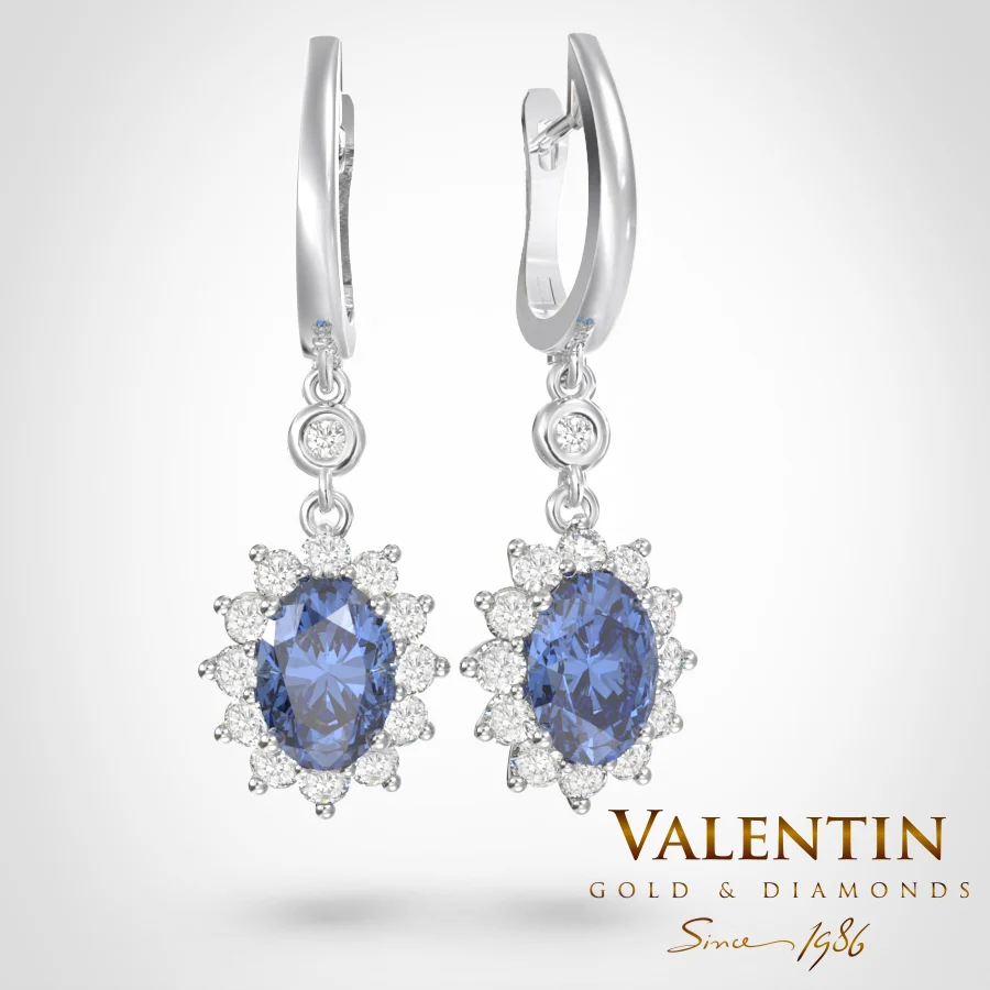 Rosette Sapphire Gold Earrings 7×5 7602 – white gold