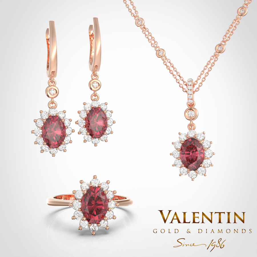 Златен пръстен Rosette Ruby 7×5 4736 – розово злато