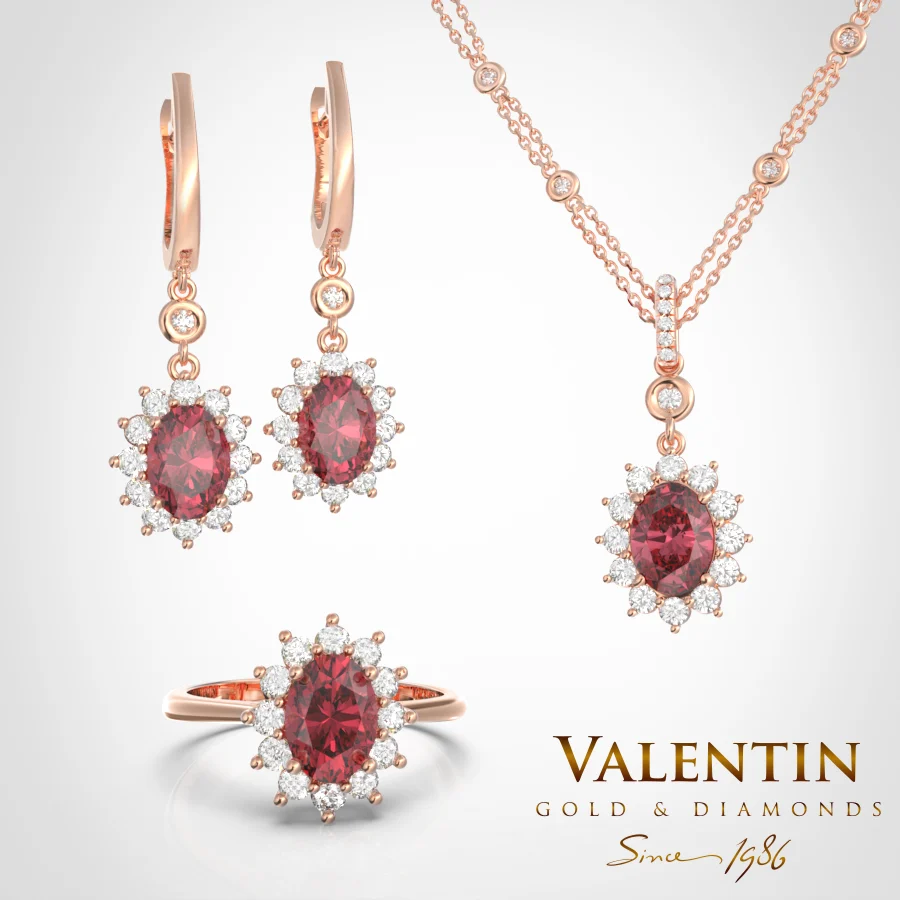 Златен пръстен Rosette Ruby 7×5 4736 – розово злато