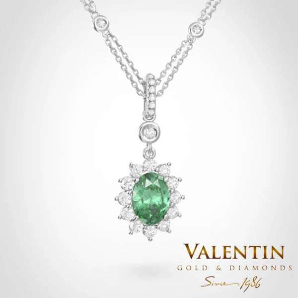 Златен медальон Rosette Emerald 6909 – бяло злато