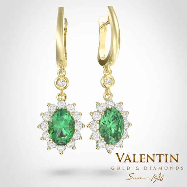 Златни обеци Rosette Emerald 7602 – жълто злато