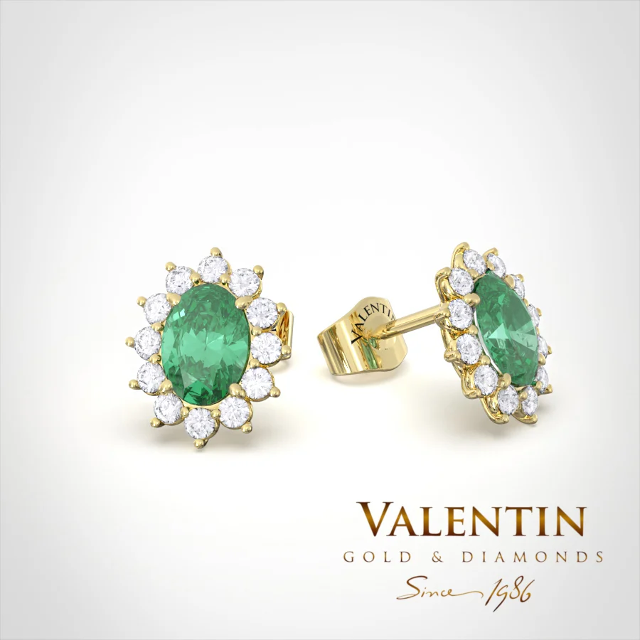 Златни обеци Rosette Emerald 7623 – жълто злато