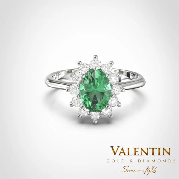 Златен пръстен Rosette Emerald 4736 – бяло злато