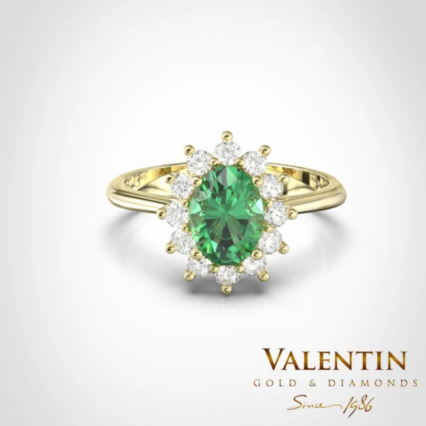 Златен пръстен Rosette Emerald 4736 – жълто злато