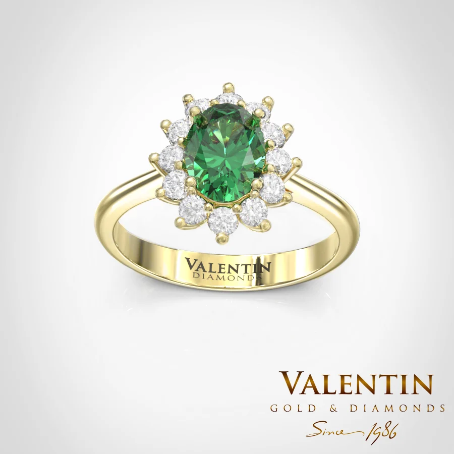 Златен пръстен Rosette Emerald 4736 – жълто злато