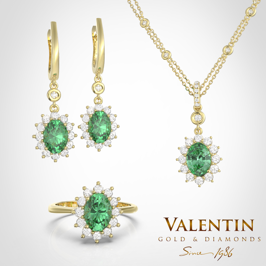 Златен пръстен Rosette Emerald 4736 – жълто злато