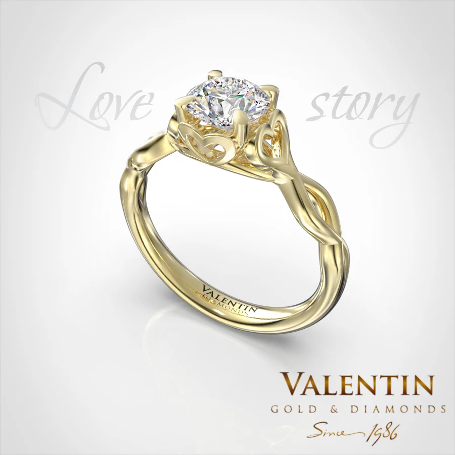 Love story Lab Engagement Ring 4698 – yellow gold