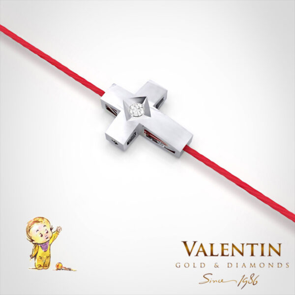Children's Gold Bracelet with Red Thread 8153 – white gold