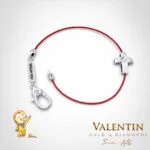 Children's Gold Bracelet with Red Thread 8153 – white gold