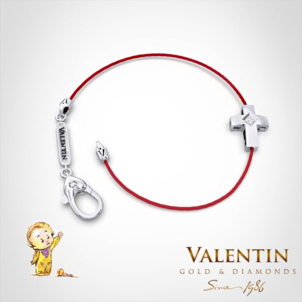 8153 White 1 Children's Gold Bracelet with Red Thread 8153 – white gold