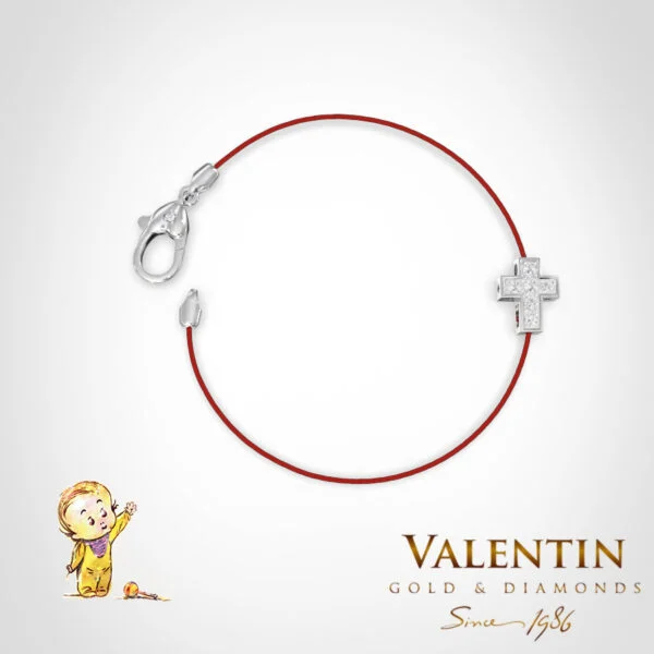 Children's Gold Bracelet with Red Thread 8152 – white gold