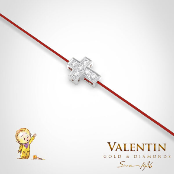 Children's Gold Bracelet with Red Thread 8152 – white gold