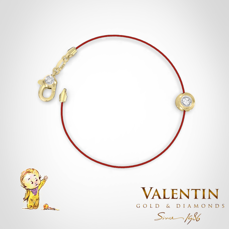 Children's Gold Bracelet with Red Thread 8361 – yellow gold