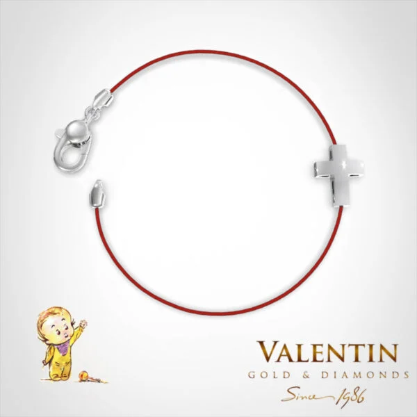 Children's Gold Bracelet with Red Thread 8154 – white gold